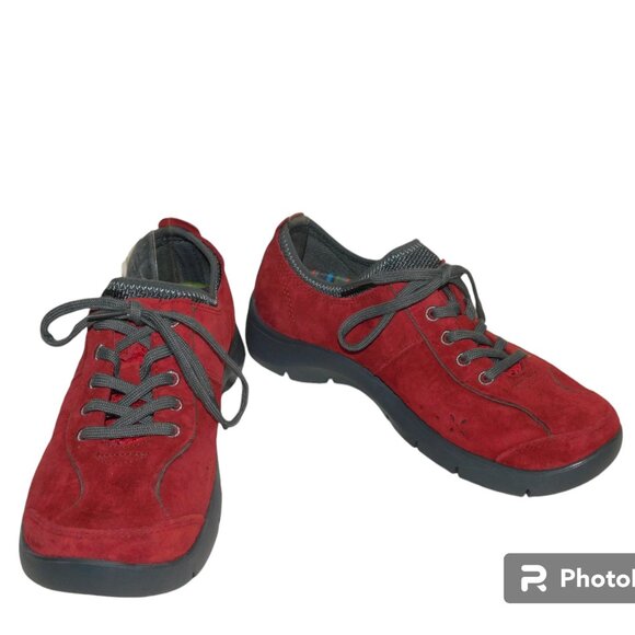 Dansko Elisa Red Suede Lace Up Athletic Oxford Sneakers Size 37 US Size 6.5-7
